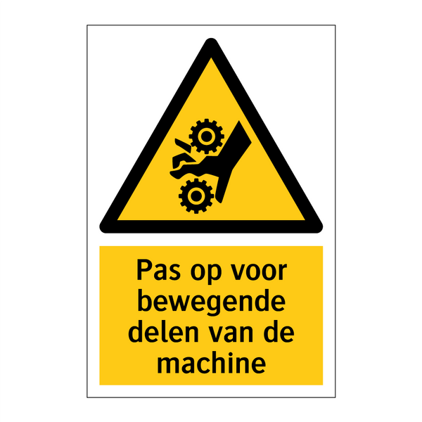 Pas op voor bewegende delen van de machine