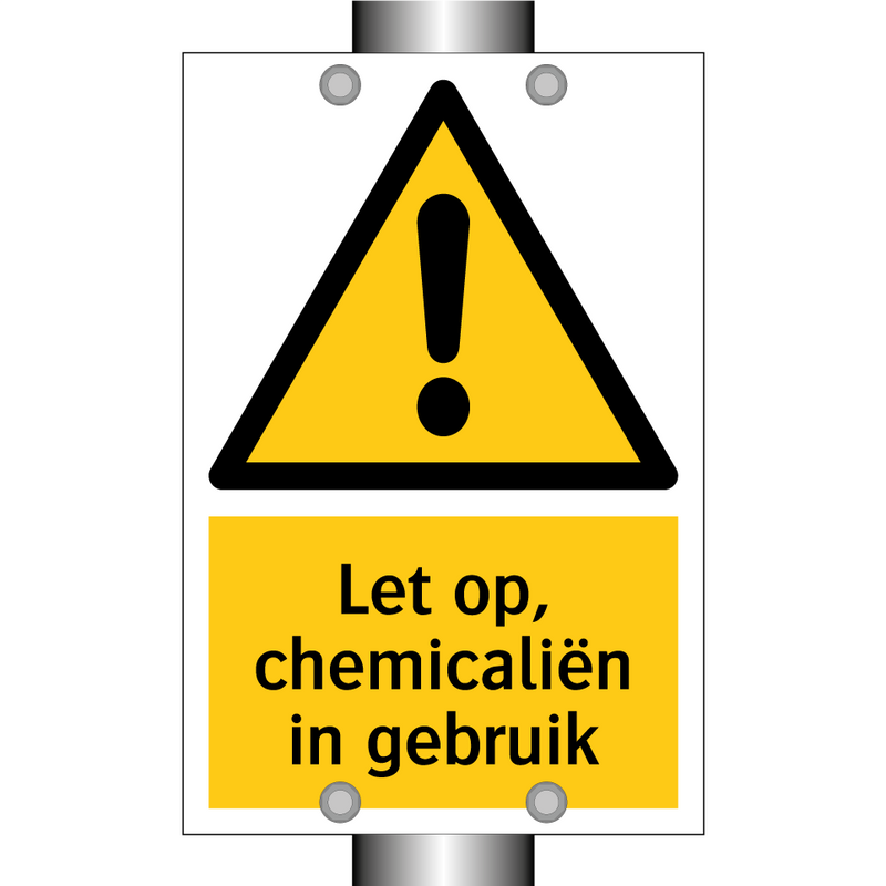 Let op, chemicaliën in gebruik