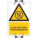 Let op, heet water, verbrandingsgevaar