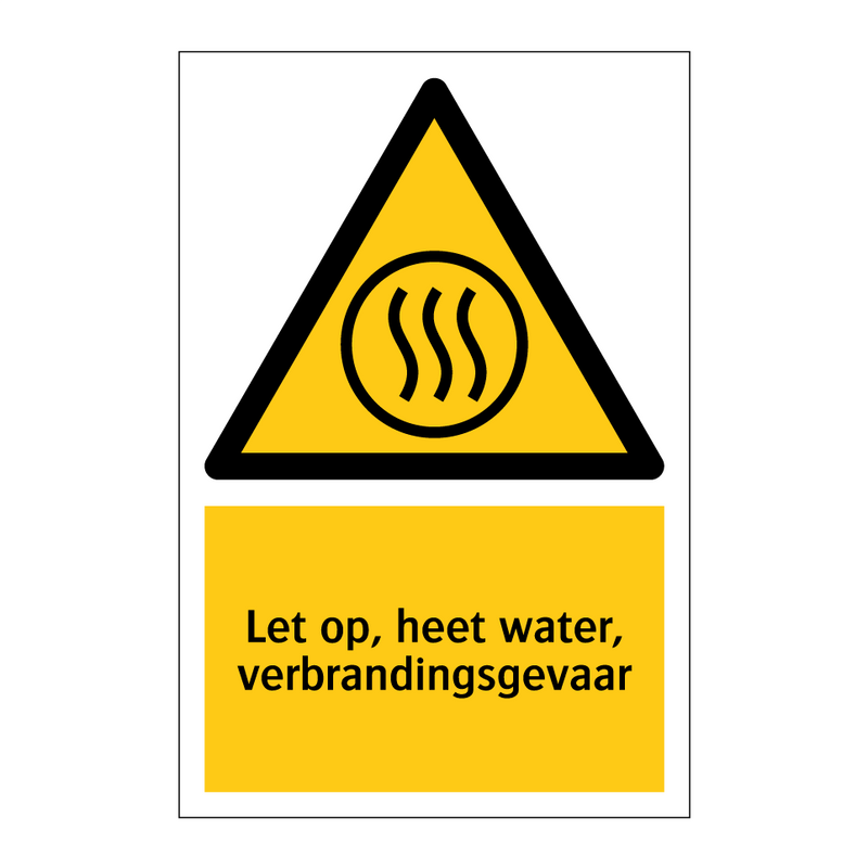 Let op, heet water, verbrandingsgevaar