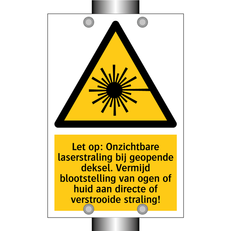 Let op: Onzichtbare laserstraling bij geopende deksel. Vermijd blootstelling van ogen of huid aan directe of verstrooide straling!