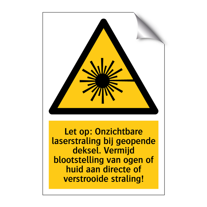 Let op: Onzichtbare laserstraling bij geopende deksel. Vermijd blootstelling van ogen of huid aan directe of verstrooide straling!