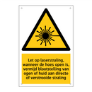 Let op laserstraling, wanneer de hoes open is, vermijd blootstelling van ogen of huid aan directe of verstrooide straling