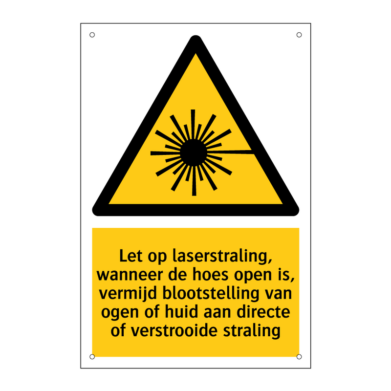 Let op laserstraling, wanneer de hoes open is, vermijd blootstelling van ogen of huid aan directe of verstrooide straling