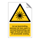Let op laserstraling, wanneer de hoes open is, vermijd blootstelling van ogen of huid aan directe of verstrooide straling