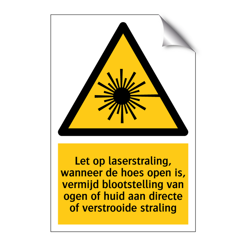 Let op laserstraling, wanneer de hoes open is, vermijd blootstelling van ogen of huid aan directe of verstrooide straling