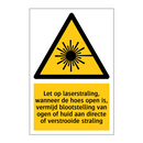 Let op laserstraling, wanneer de hoes open is, vermijd blootstelling van ogen of huid aan directe of verstrooide straling