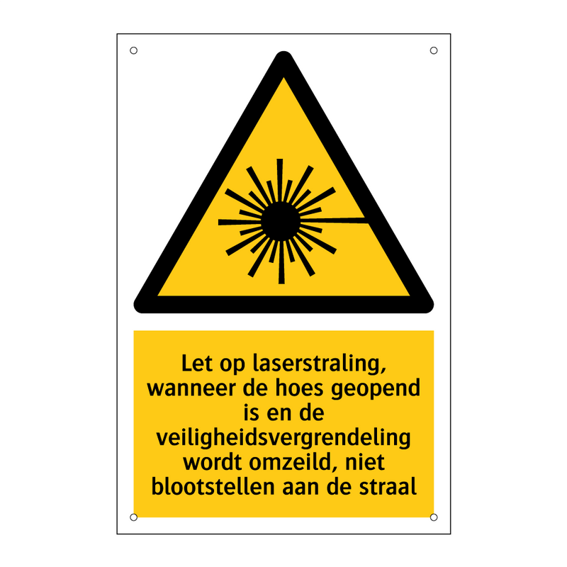 Let op laserstraling, wanneer de hoes geopend is en de veiligheidsvergrendeling wordt omzeild, niet blootstellen aan de straal