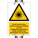 Let op laserstraling, wanneer de hoes geopend is en de veiligheidsvergrendeling wordt omzeild, niet blootstellen aan de straal