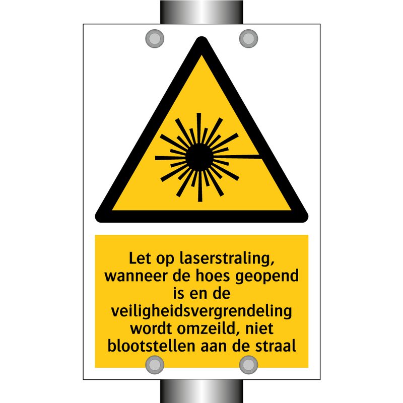 Let op laserstraling, wanneer de hoes geopend is en de veiligheidsvergrendeling wordt omzeild, niet blootstellen aan de straal