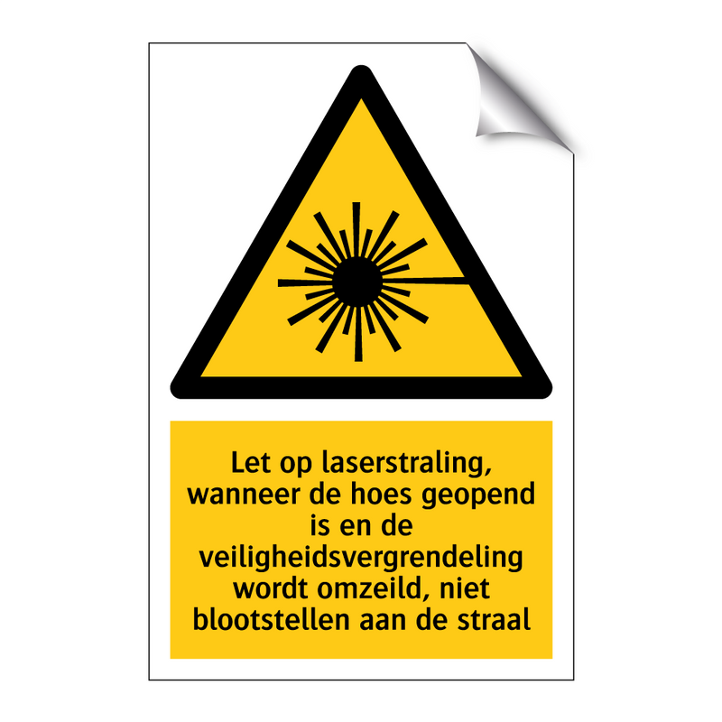 Let op laserstraling, wanneer de hoes geopend is en de veiligheidsvergrendeling wordt omzeild, niet blootstellen aan de straal