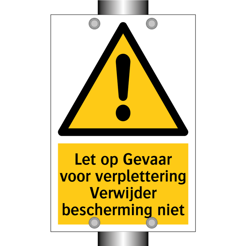 Let op Gevaar voor verplettering Verwijder bescherming niet