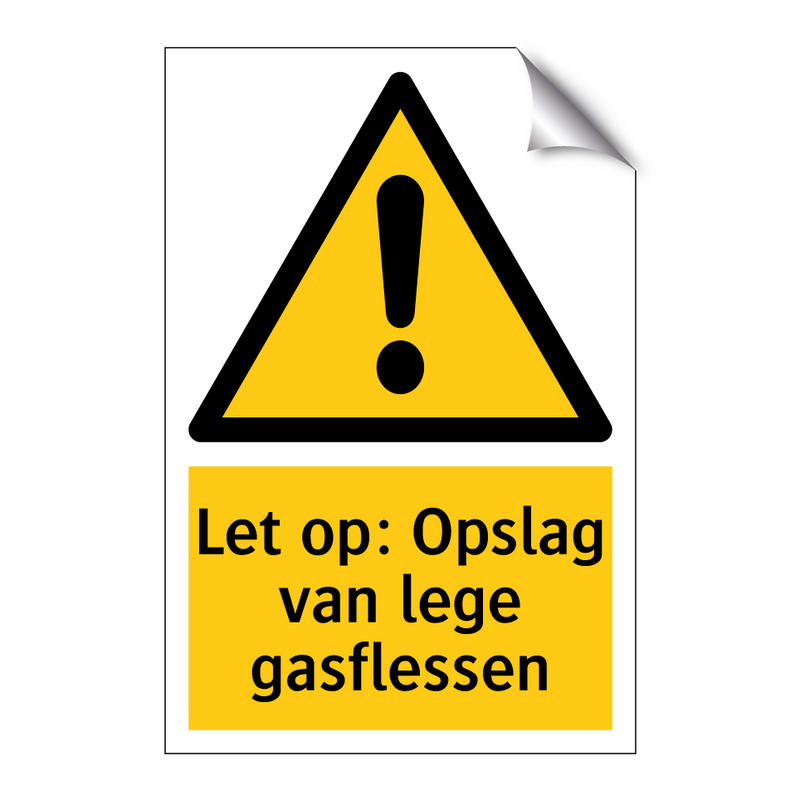 Let op: Opslag van lege gasflessen