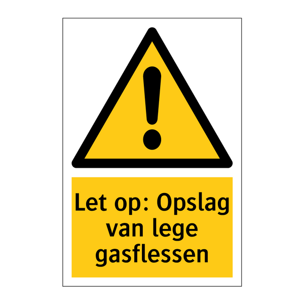 Let op: Opslag van lege gasflessen