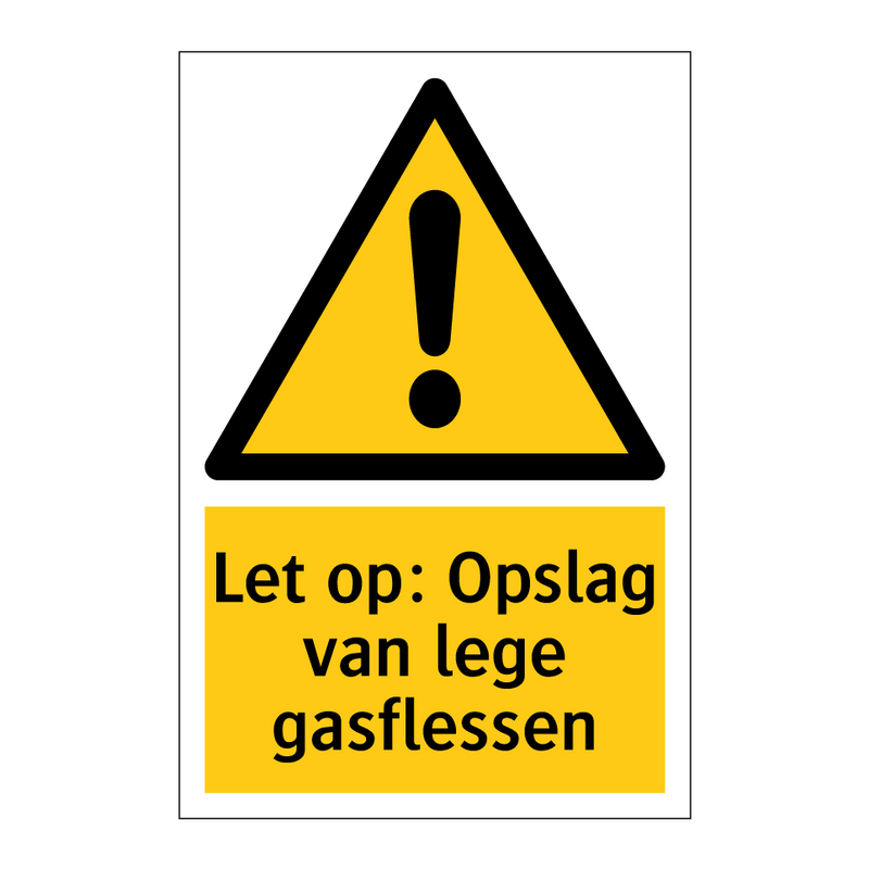 Let op: Opslag van lege gasflessen