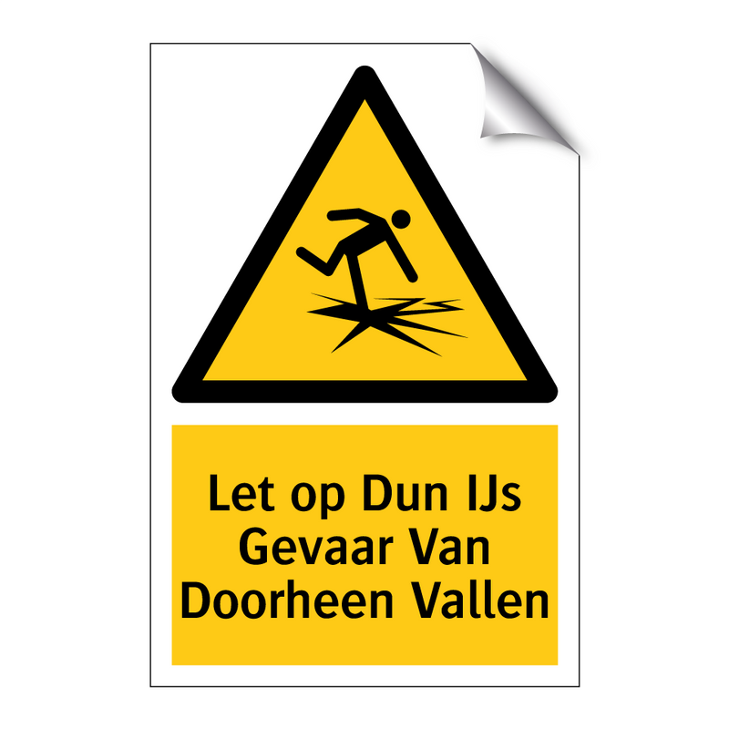 Let op Dun IJs Gevaar Van Doorheen Vallen