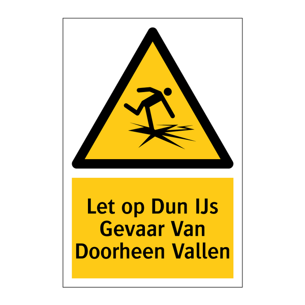 Let op Dun IJs Gevaar Van Doorheen Vallen