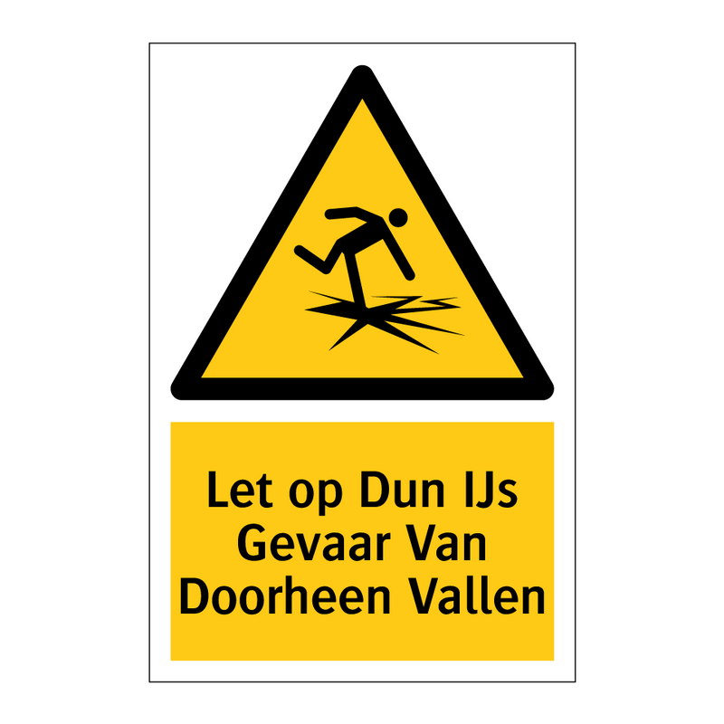 Let op Dun IJs Gevaar Van Doorheen Vallen