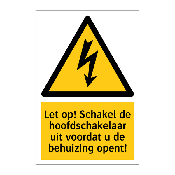 Let op! Schakel de hoofdschakelaar uit voordat u de behuizing opent!