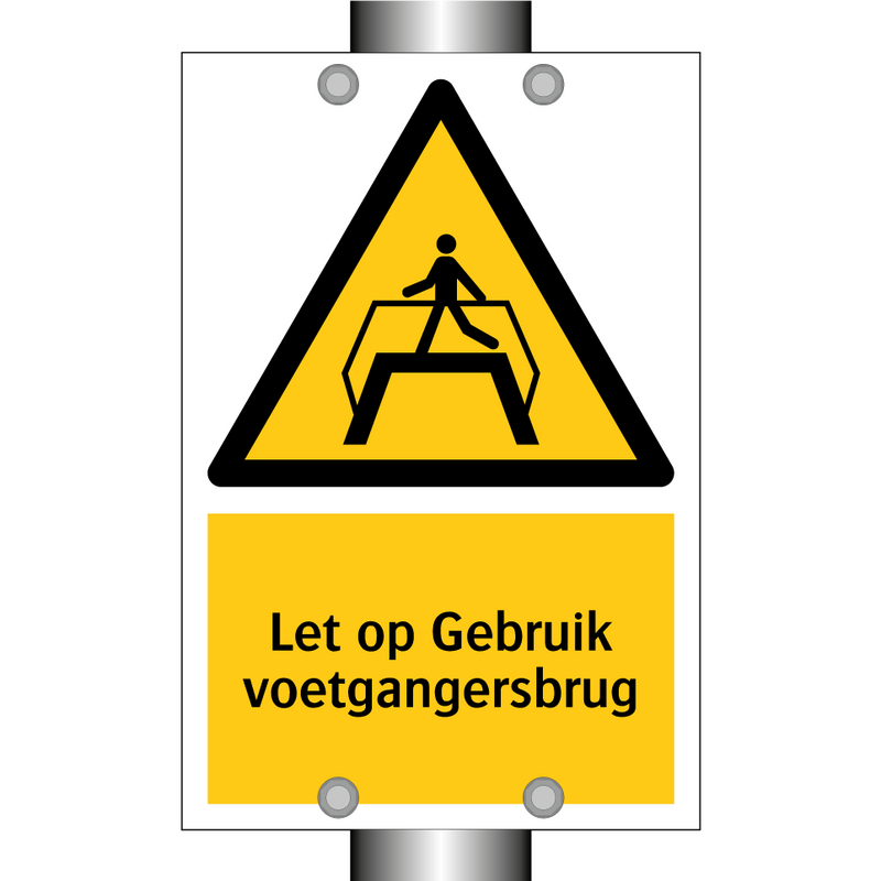 Let op Gebruik voetgangersbrug