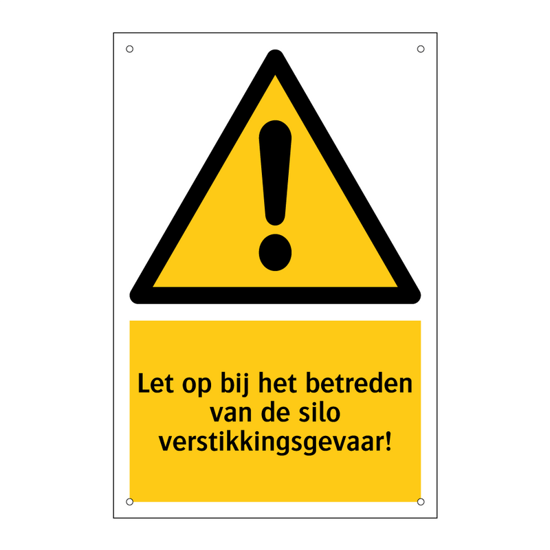 Let op bij het betreden van de silo verstikkingsgevaar!