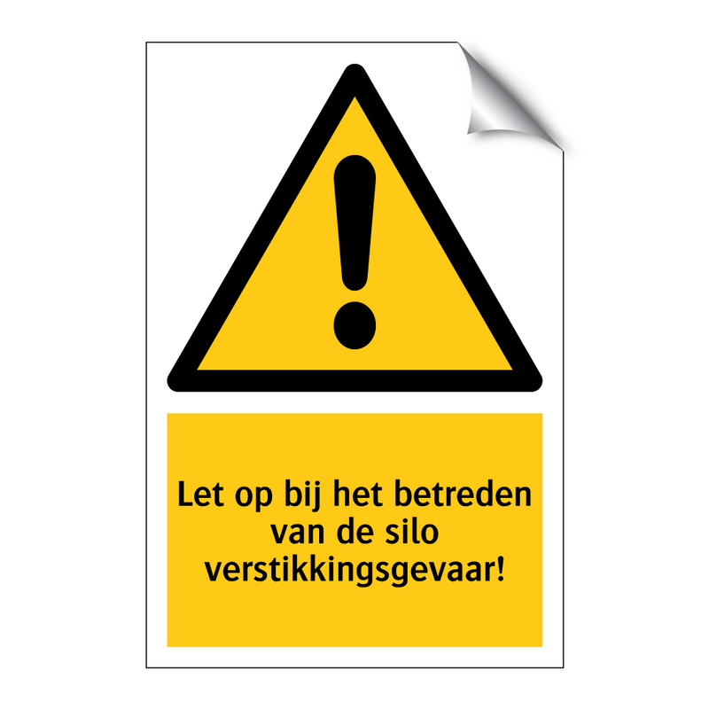 Let op bij het betreden van de silo verstikkingsgevaar!