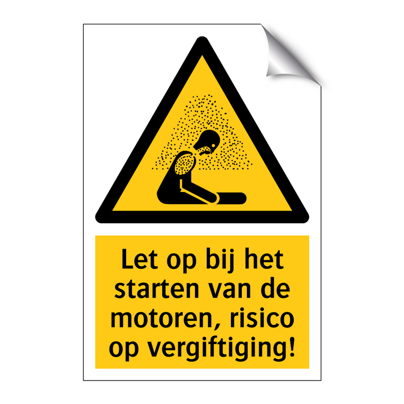 Let op bij het starten van de motoren, risico op vergiftiging!