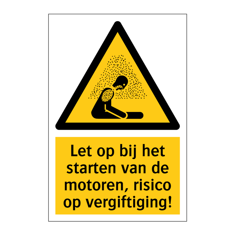 Let op bij het starten van de motoren, risico op vergiftiging!