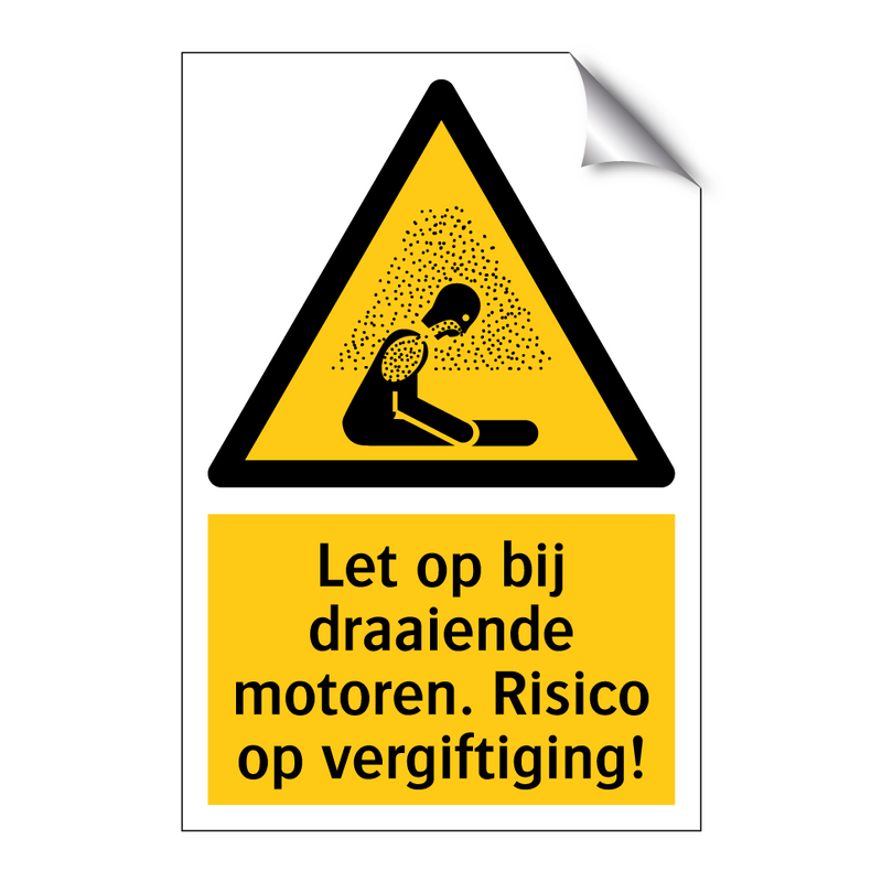 Let op bij draaiende motoren. Risico op vergiftiging!