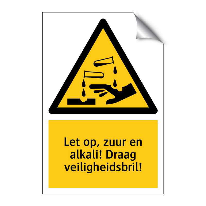 Let op, zuur en alkali! Draag veiligheidsbril!