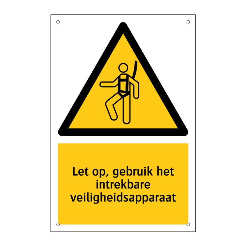Let op, gebruik het intrekbare veiligheidsapparaat