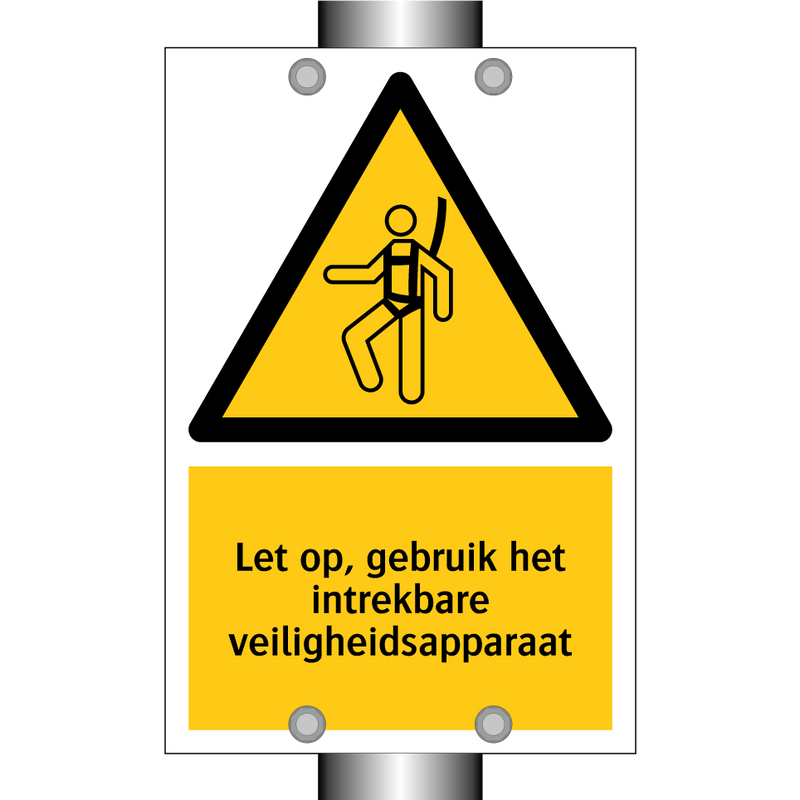 Let op, gebruik het intrekbare veiligheidsapparaat