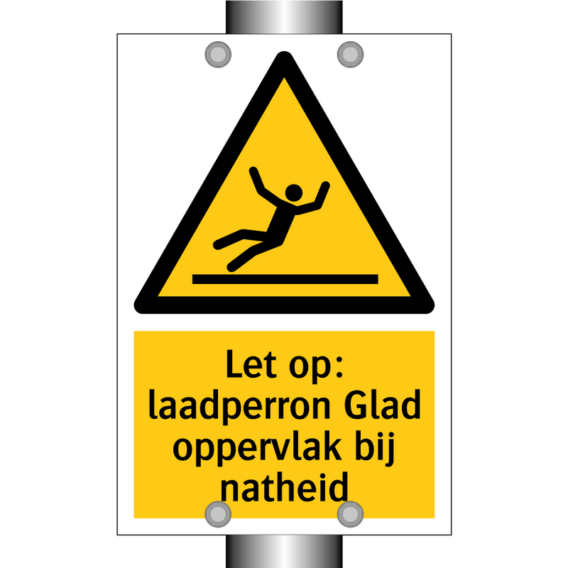 Let op: laadperron Glad oppervlak bij natheid