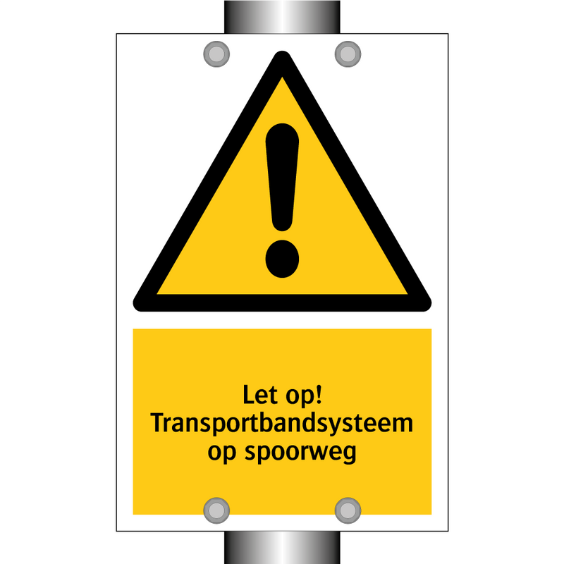 Let op! Transportbandsysteem op spoorweg