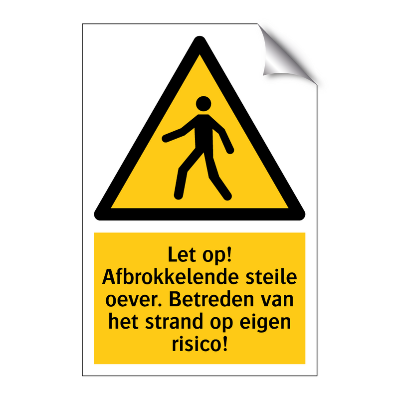 Let op! Afbrokkelende steile oever. Betreden van het strand op eigen risico!