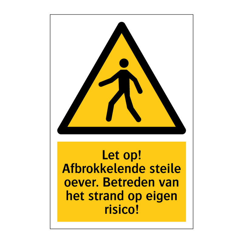 Let op! Afbrokkelende steile oever. Betreden van het strand op eigen risico!