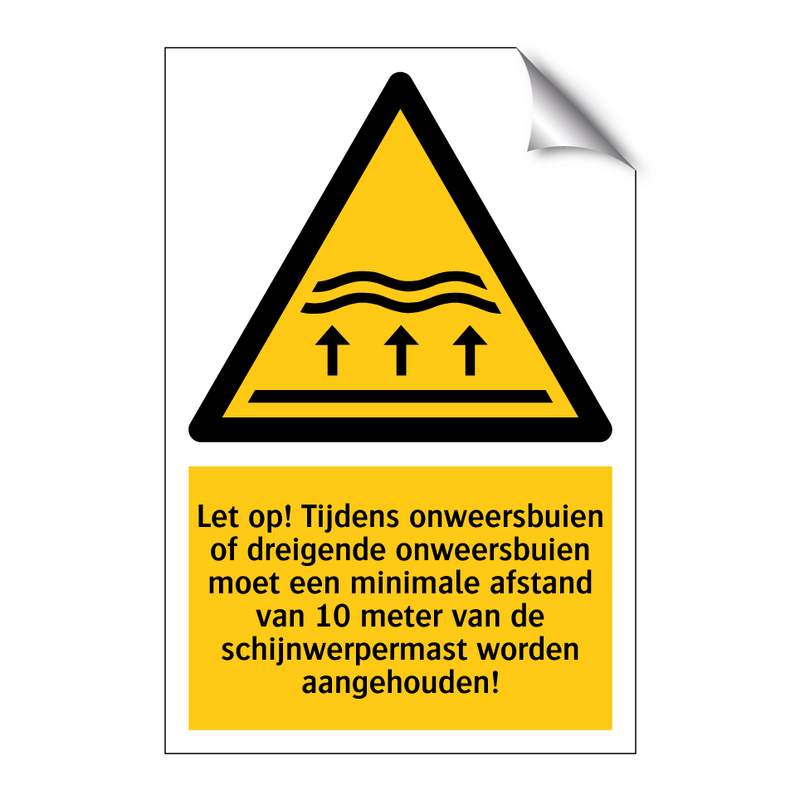 Let op! Tijdens onweersbuien of dreigende onweersbuien moet een minimale afstand van 10 meter van de schijnwerpermast worden aangehouden!