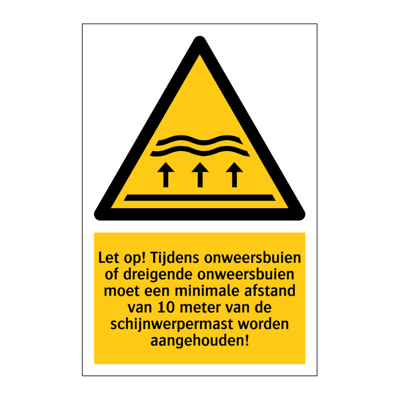 Let op! Tijdens onweersbuien of dreigende onweersbuien moet een minimale afstand van 10 meter van de schijnwerpermast worden aangehouden!