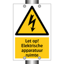 Let op! Elektrische apparatuur ruimte