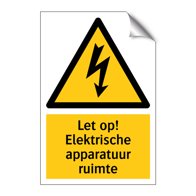 Let op! Elektrische apparatuur ruimte
