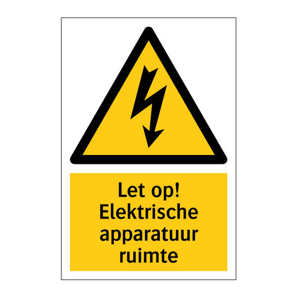 Let op! Elektrische apparatuur ruimte