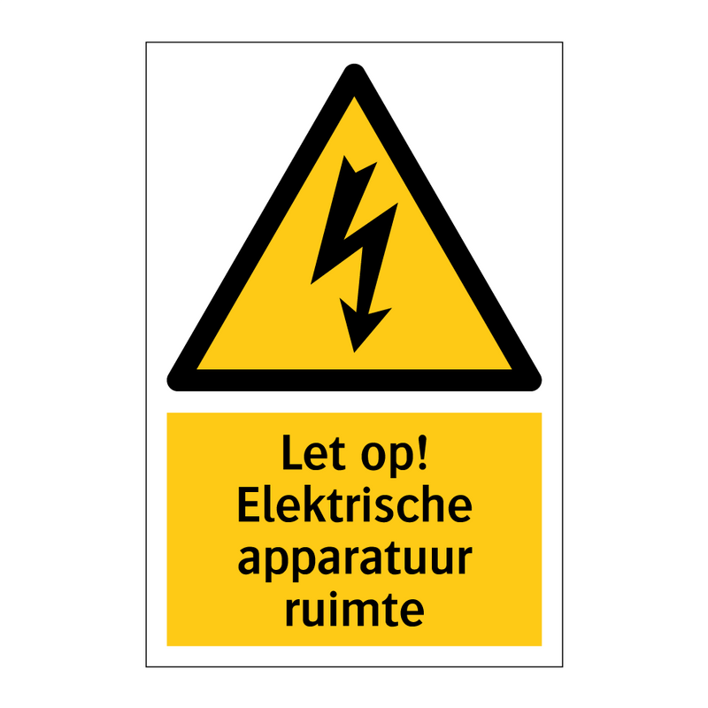 Let op! Elektrische apparatuur ruimte