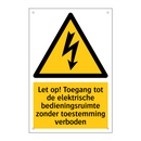 Let op! Toegang tot de elektrische bedieningsruimte zonder toestemming verboden