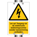 Let op! Toegang tot de elektrische bedieningsruimte zonder toestemming verboden