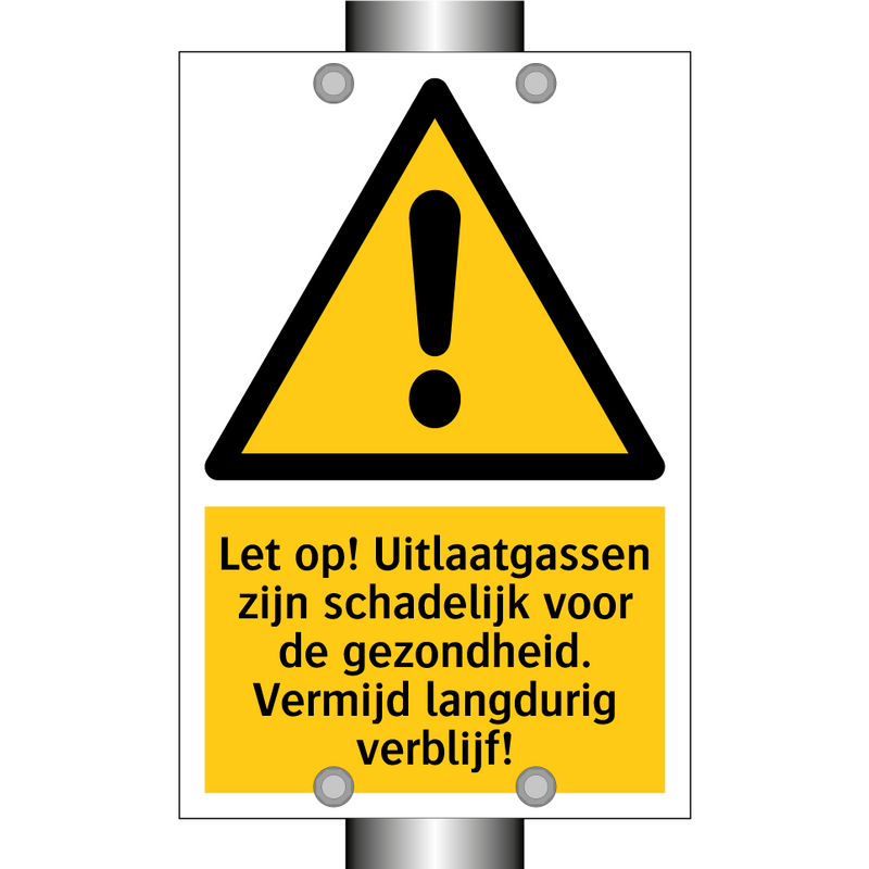 Let op! Uitlaatgassen zijn schadelijk voor de gezondheid. Vermijd langdurig verblijf!