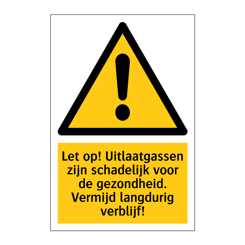 Let op! Uitlaatgassen zijn schadelijk voor de gezondheid. Vermijd langdurig verblijf!