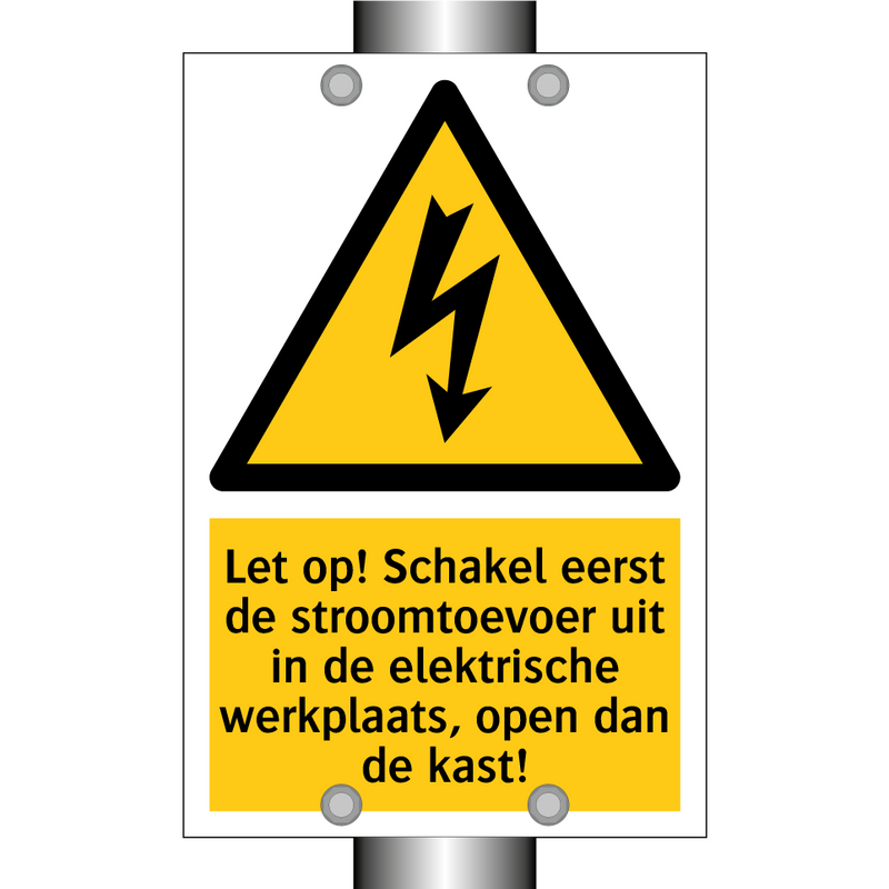 Let op! Schakel eerst de stroomtoevoer uit in de elektrische werkplaats, open dan de kast!