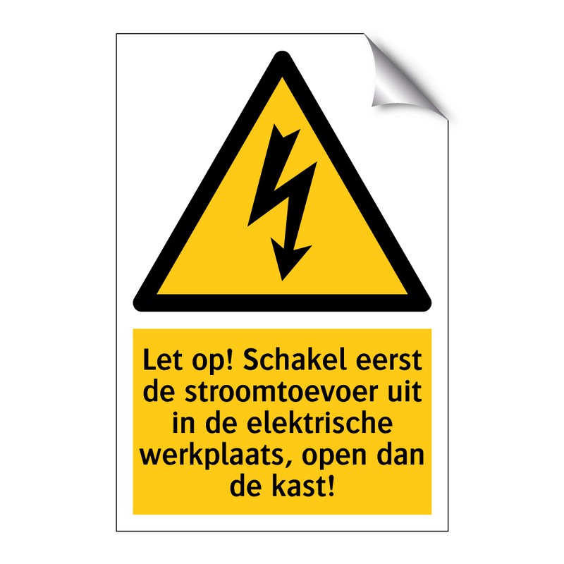 Let op! Schakel eerst de stroomtoevoer uit in de elektrische werkplaats, open dan de kast!