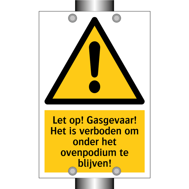 Let op! Gasgevaar! Het is verboden om onder het ovenpodium te blijven!