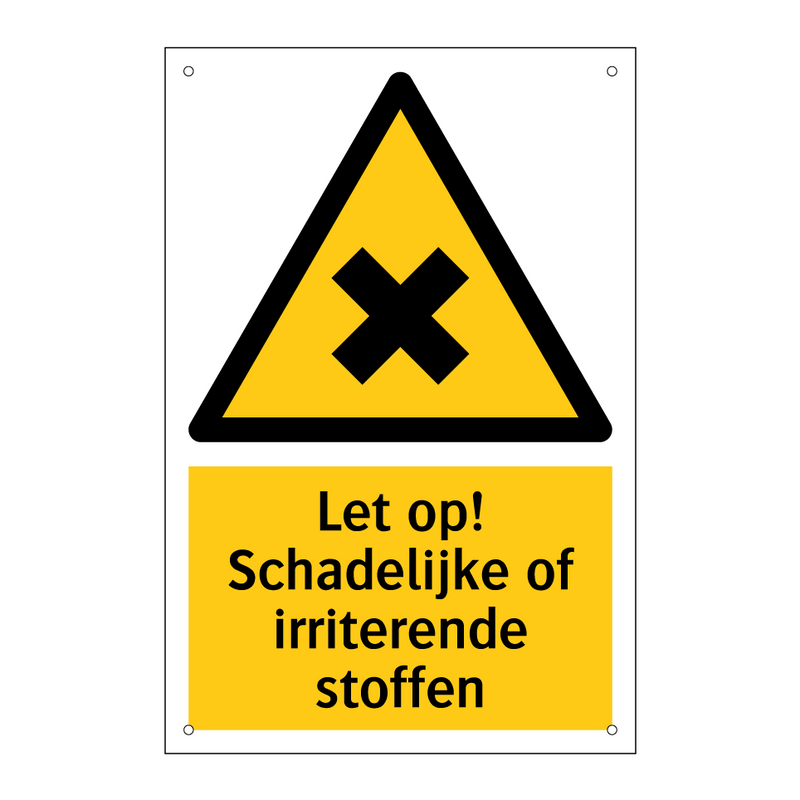 Let op! Schadelijke of irriterende stoffen